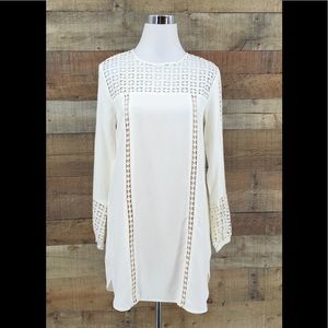 New English Factory Ivory Crochet Shift‎ Dress Size: Small